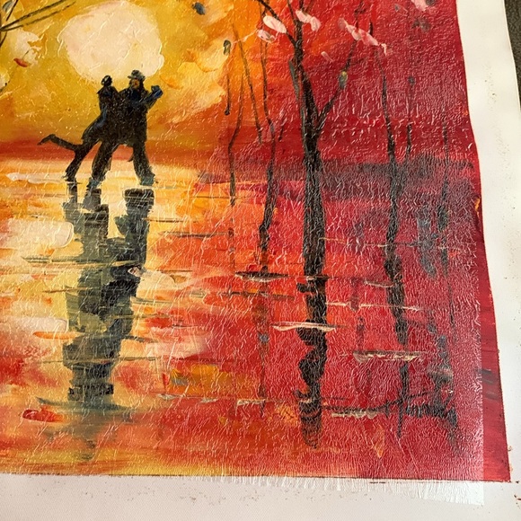 Colorful couple in moonlight original oil painting. Approx 20 1/4” x 24 1/4”. - Picture 5 of 5